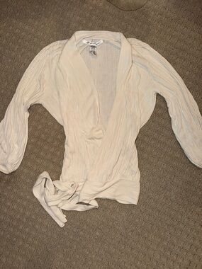 Diane Von Furstenberg Cream Wrap Blouse